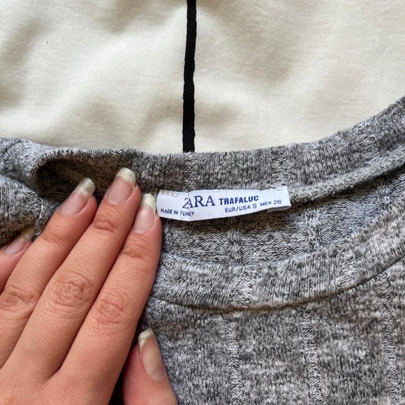 Grey ribbed zara t-shirt, short sleeved - Picture 5 of 5